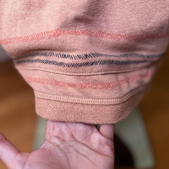 prAna Women’s Cozy Up Suncation Top Pink Sand Multi Stripe Relaxed Hemp L EUC - Picture 12 of 16